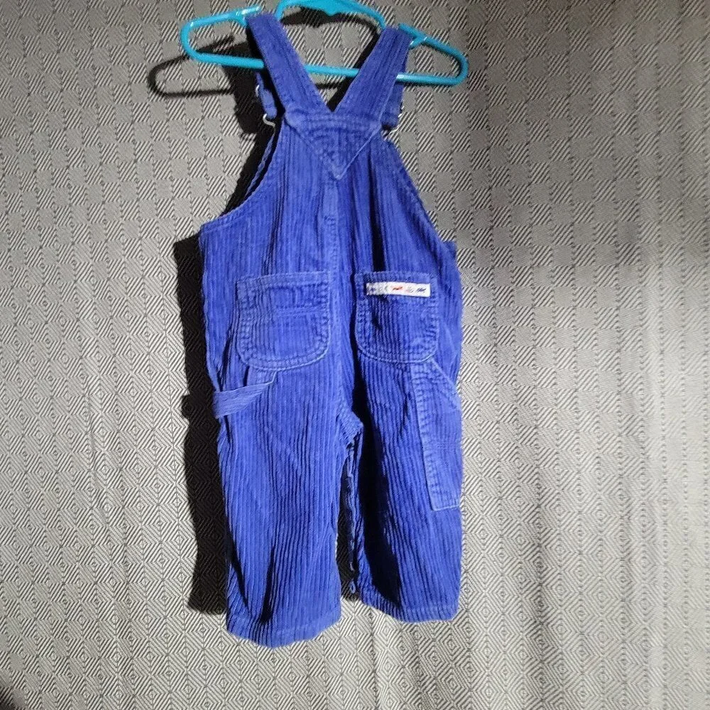 Baby Gap Vintage Unisex Blue Corduroy Overalls With Snaps Size 6-12M